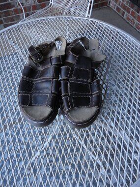 DR MARTENS Men's Brown Leather Vintage Fishermen's Chunky Sandals Size 12